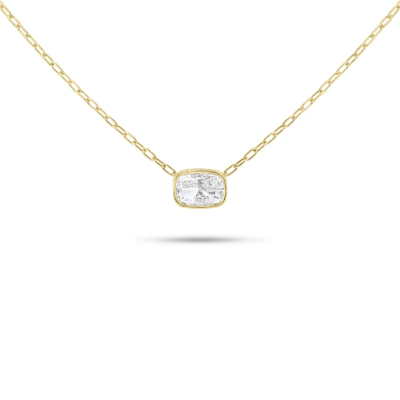 Cushion-Cut Diamond Solitaire Pendant Necklace