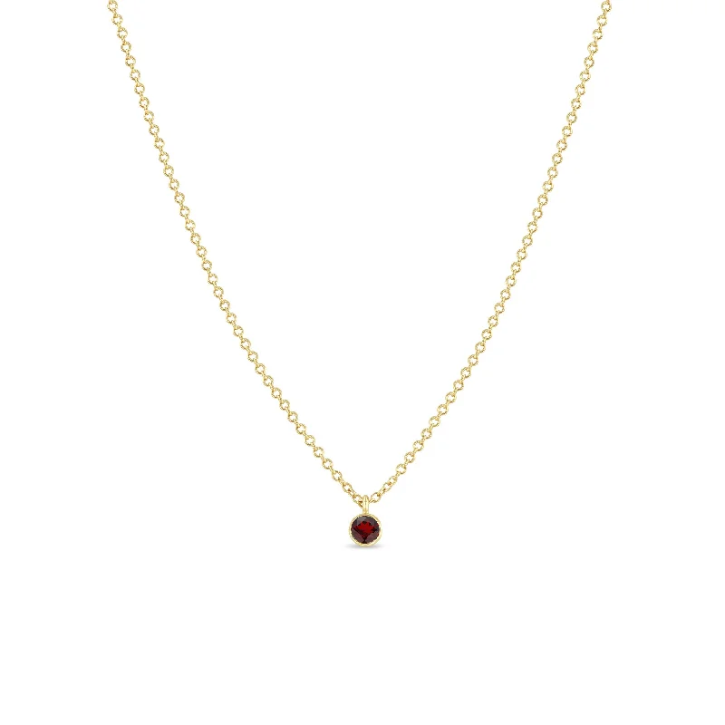 Celestial Pendant 14k Single Garnet Pendant Necklace | January Birthstone
