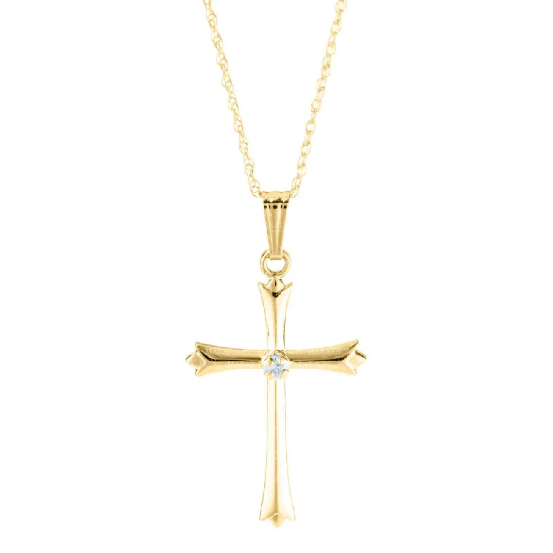 14k Yellow Gold Cross Pendant Necklace