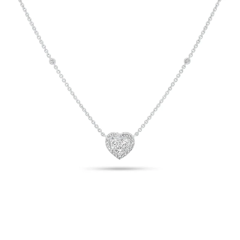 Diamond Heart Pendant on Cable Chain Necklace with Diamonds