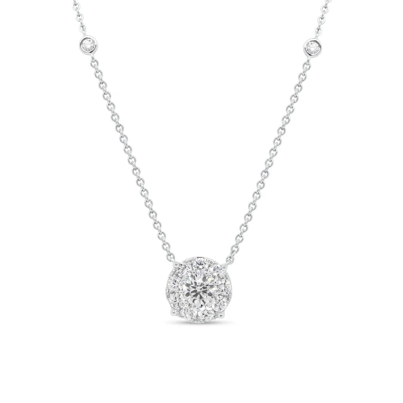 Halo Diamond Pendant on a Diamond Chain