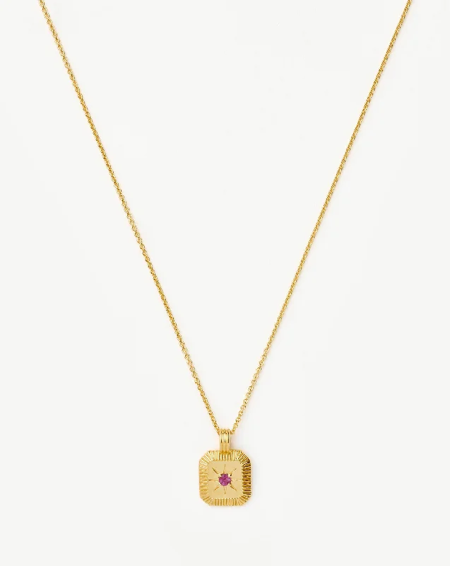 October Birthstone Pendant Necklace | 18k Gold Vermeil/Pink Tourmaline