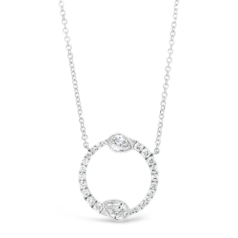 Round & Pear-Shaped Diamond Circle Pendant Necklace