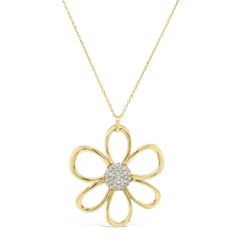 Diamond Open Daisy Pendant Necklace