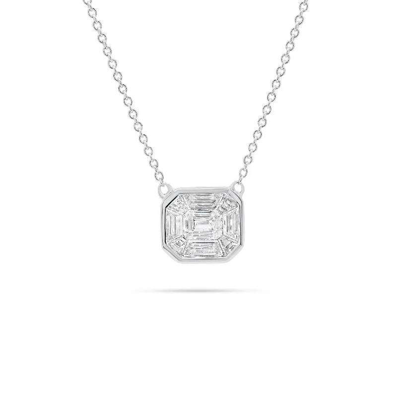 Emerald-Cut Diamond Cluster Necklace