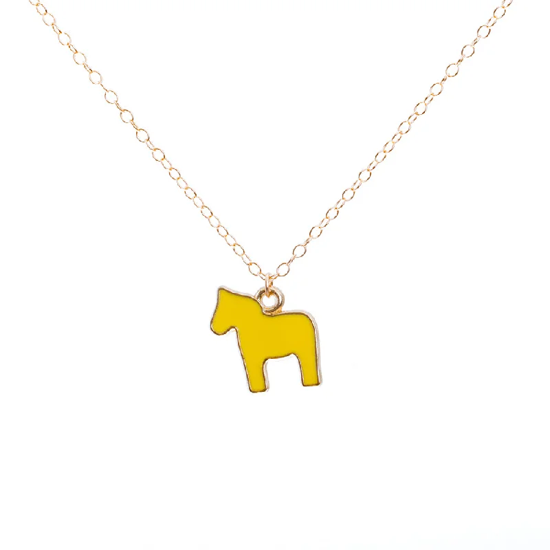 Classic Pearl Ring Gold Enamel Dala Horse Necklace