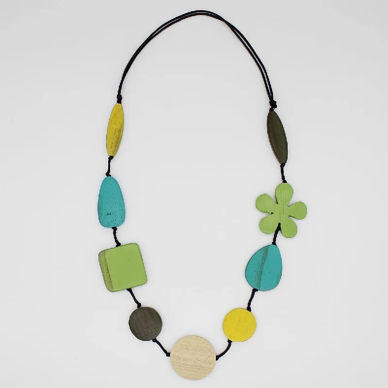 Green Blossom Wood Necklace