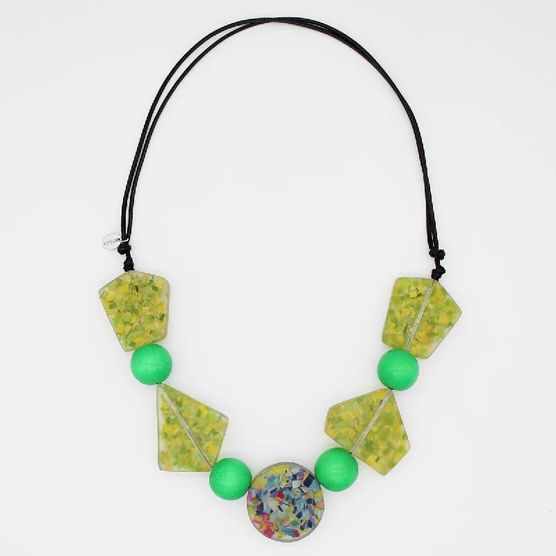 Green Geometric Confetti Necklace