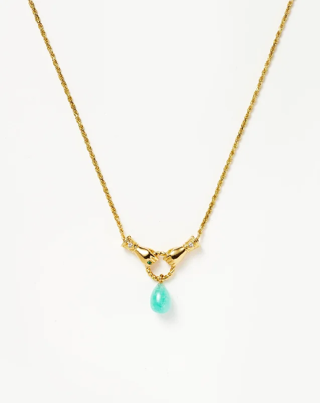 Harris Reed In Good Hands Drop Pendant Necklace | 18k Gold Plated/Amazonite & Pearl