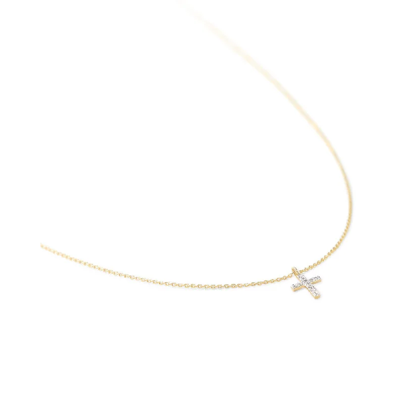 Kendra Scott Cross 14k Gold Pendant Necklace in White Diamond