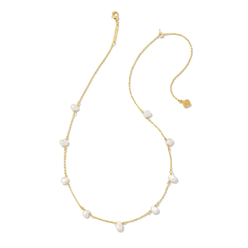 Kendra Scott Leighton Pearl Gold Strand Necklace