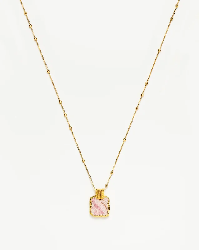 Lena Charm Necklace | 18k Gold Plated/Rhodochrosite