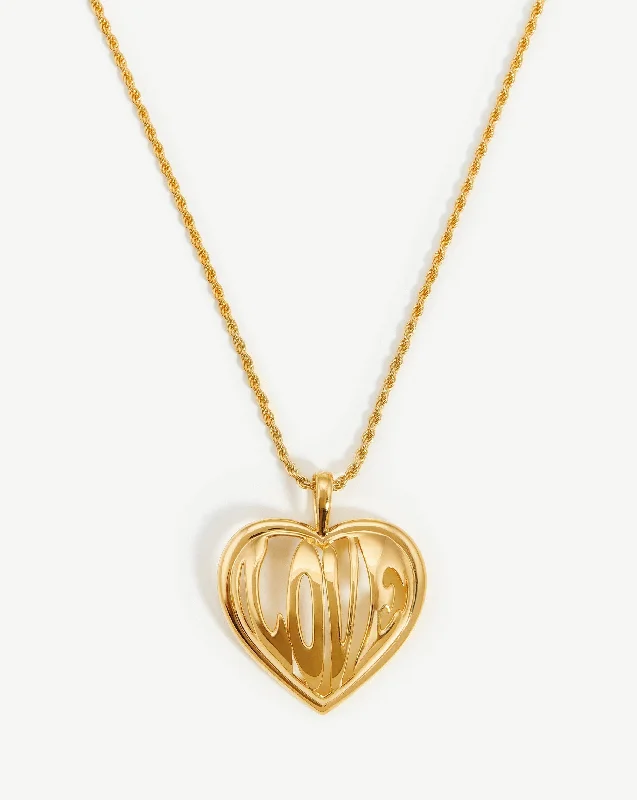 Love Heart Pendant Chain Necklace | 18k Gold Vermeil