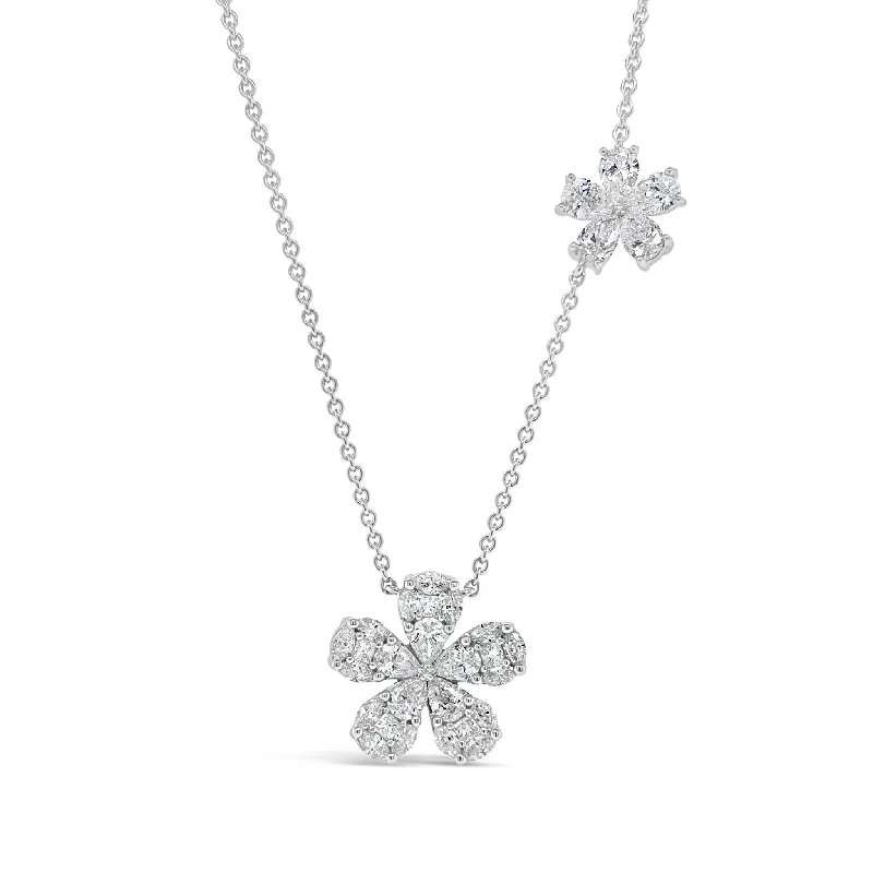 Mixed Cut Diamond Flower Necklace