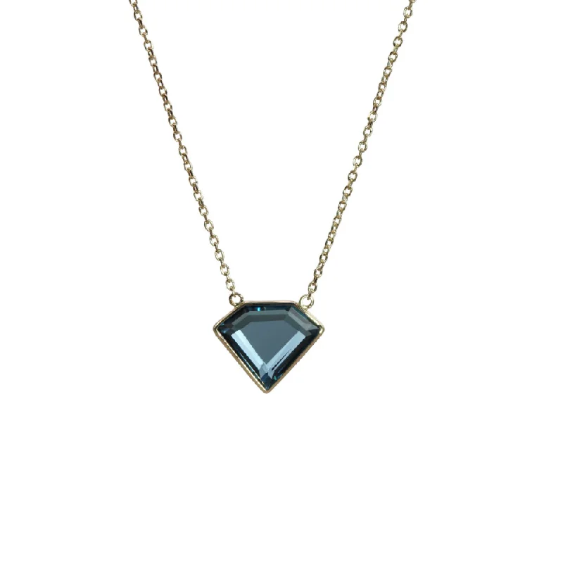 Dainty Ring Oliva B. 14k Gold London Blue Topaz Pendant Necklace