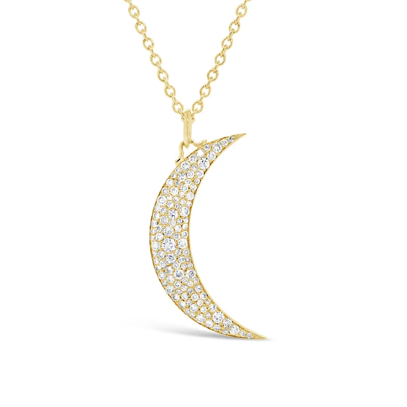 Pave Diamond Crescent Moon Pendant