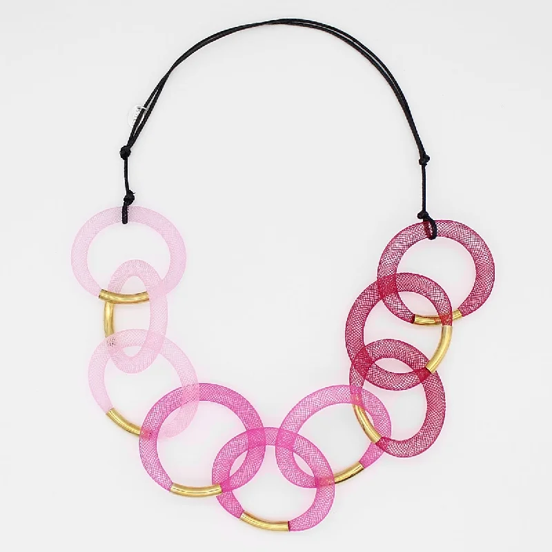 Pink Ombre Mesh Statement Necklace