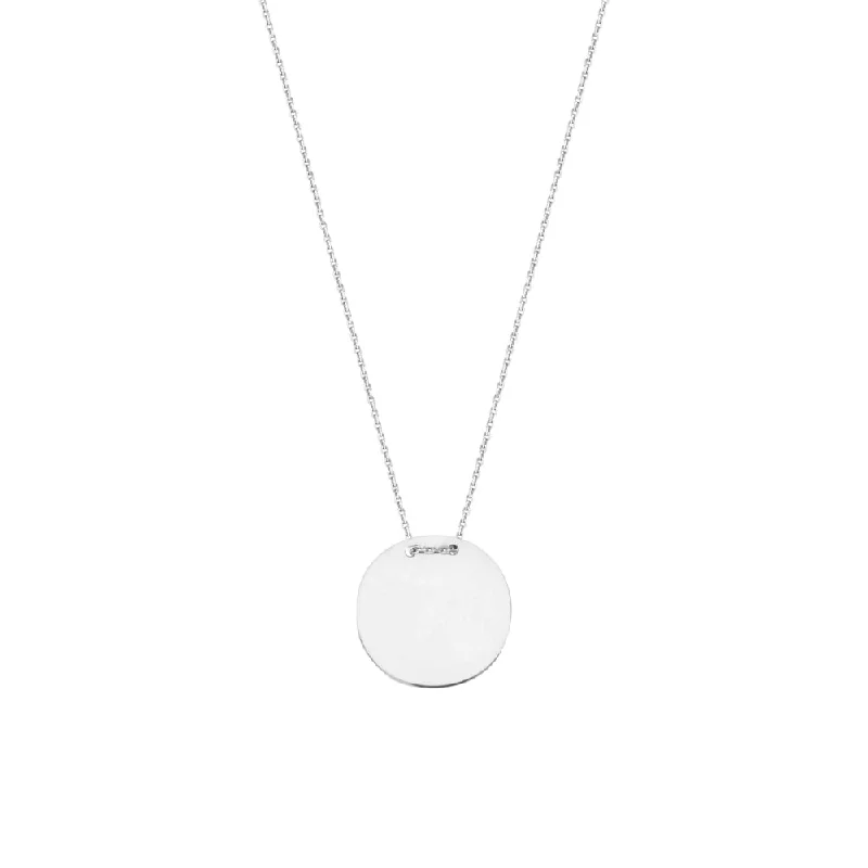 Sterling Silver Engravable Round Disc Necklace