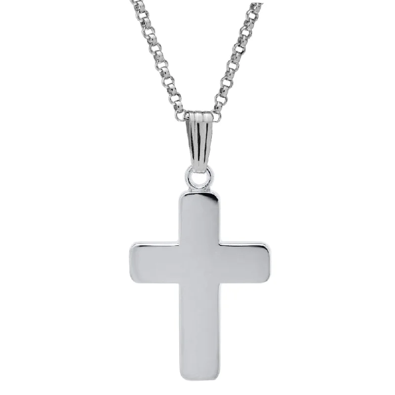 Sterling Silver Classic Cross Necklace 18"