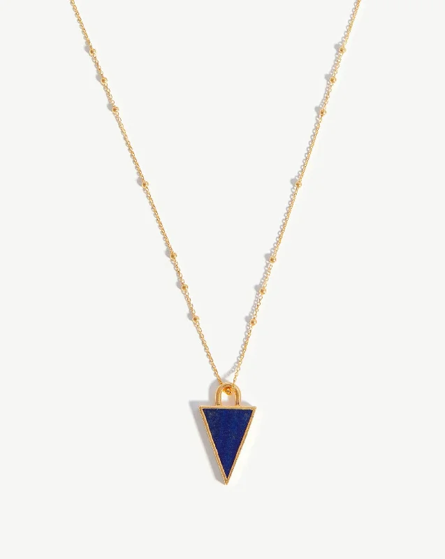 Triangle Pendant Chain Necklace | 18k Gold Plated/Lapis