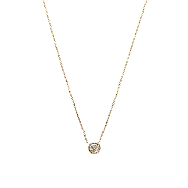 .50ct Diamond Solitaire Bezel 14K Yellow Gold Necklace