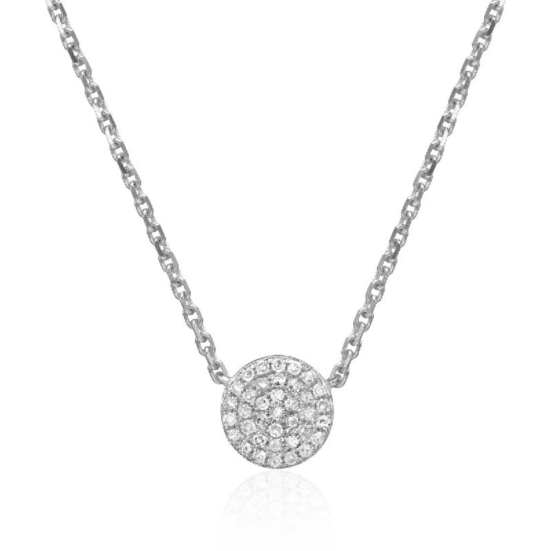 Diamond Pavé Round 14K White Gold Necklace