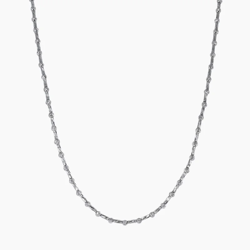 Lunar Bead Necklace in Rhodium Overlay