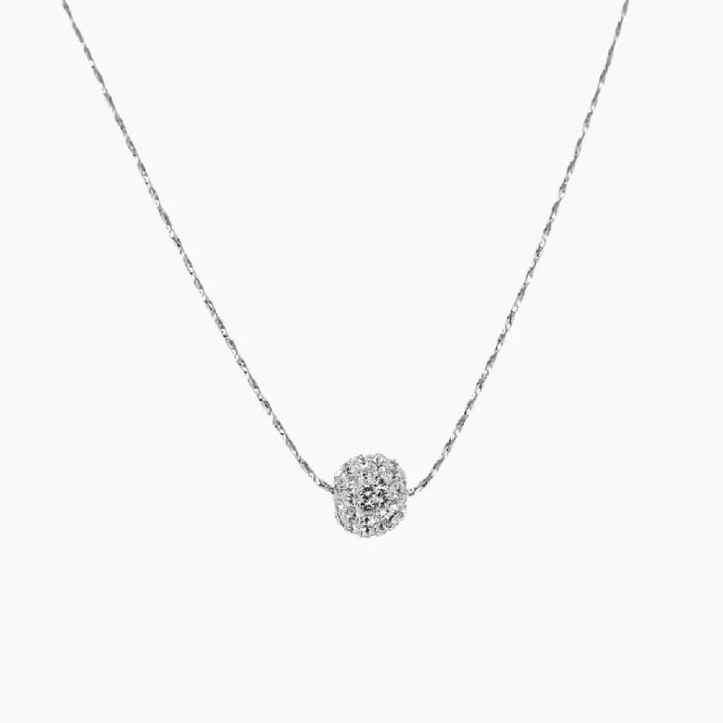 Small Swarovski Crystal Single Ball Choker (Silver)