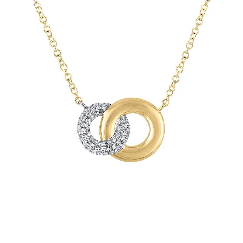 14KT GOLD DIAMOND INTERLOCKING CIRCLE NECKLACE