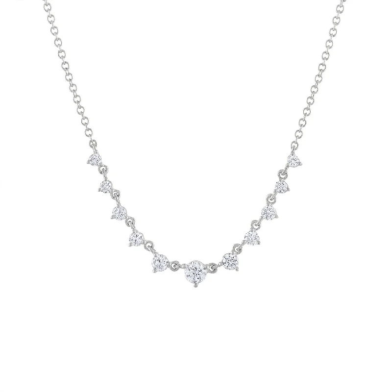 14KT GOLD ELEVEN PRONG DIAMOND STONE NECKLACE