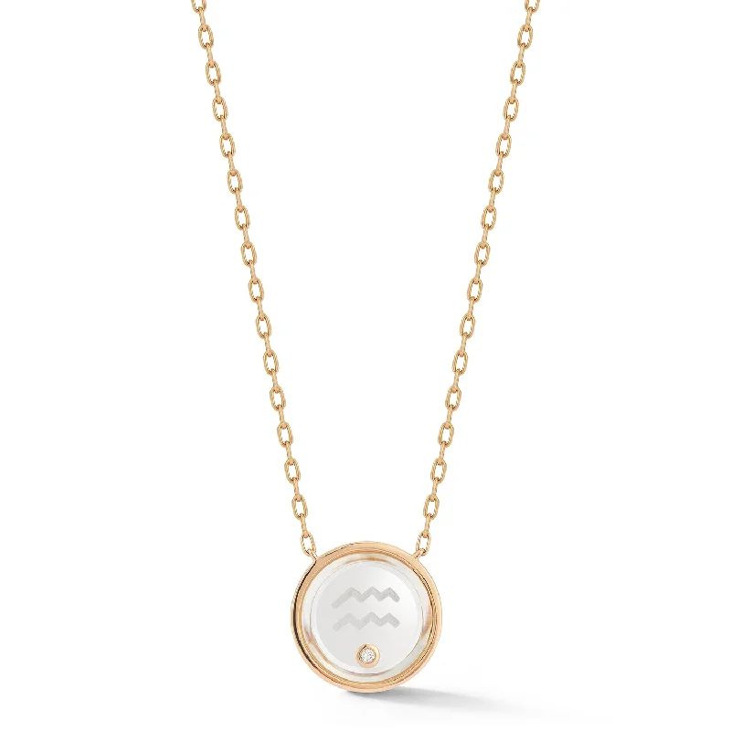 BELL 18K GOLD, DIAMOND & ROCK CRYSTAL ZODIAC NECKLACE