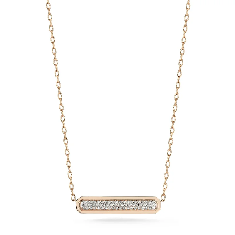 CARRINGTON 18K GOLD AND DIAMOND EAST-WEST ID BAR PENDANT