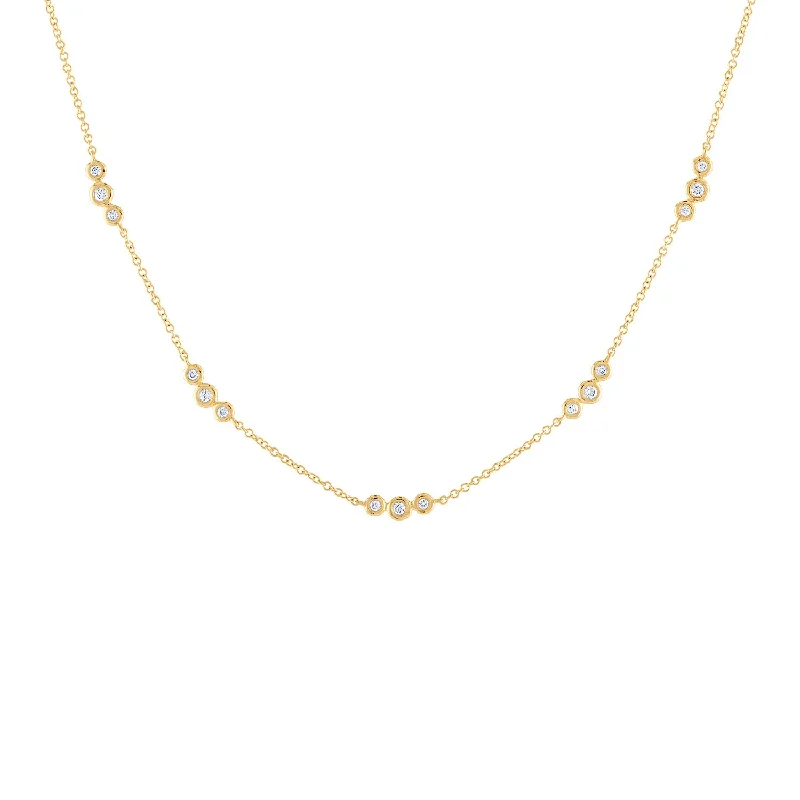 Rose Gold Chain 14KT GOLD DIAMOND BEZEL SET OF 3 NECKLACE