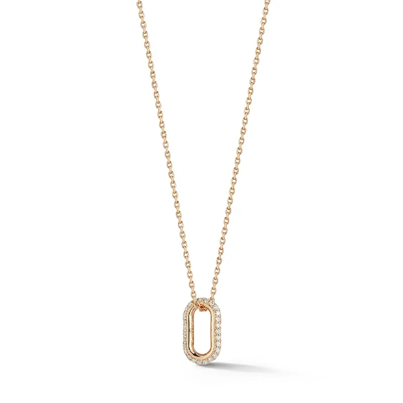 SAXON 18K GOLD ALL DIAMOND MINI SINGLE LINK NECKLACE