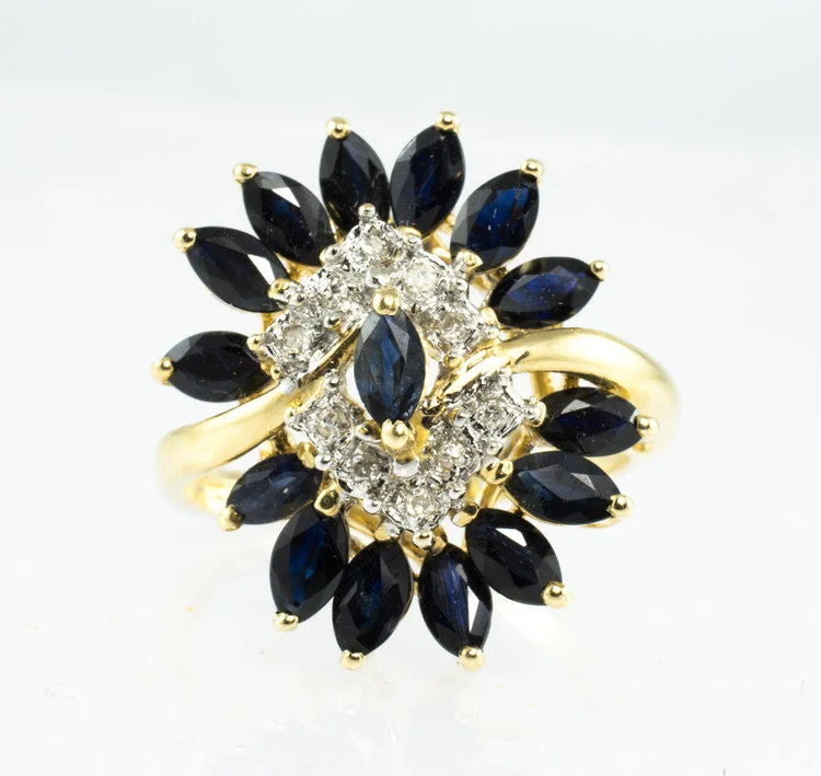 14 Kt Yellow Gold Sapphire & Diamond Ladies' Ring