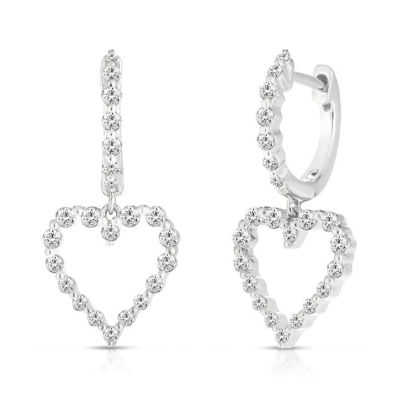 14K White Gold Diamond Graduated Diamond Dangle Earrings