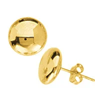 White Gold Necklace 14K Yellow Gold High Polished Flat Dome 11mm Stud Earrings