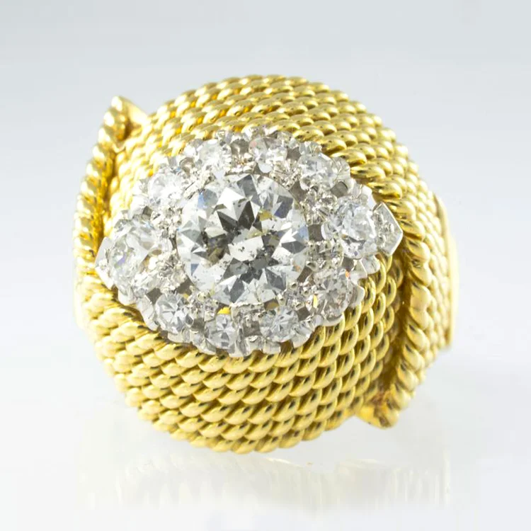 18 Kt Yellow Gold & Diamond Handmade Ladies' Ring