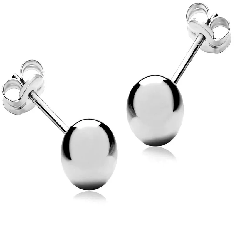 6mm Stud Earrings, Rhodium