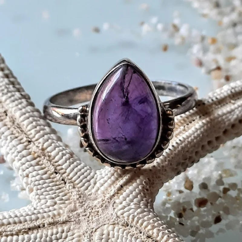 AMETHYST DROP - 925 SILVER RING