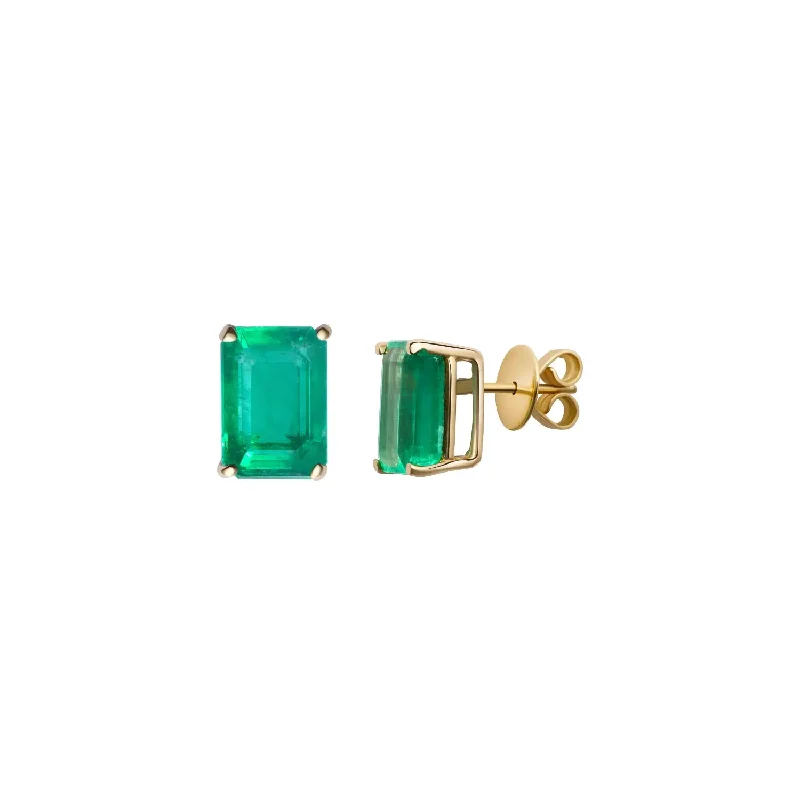 Baguette Emerald Stud Earrings