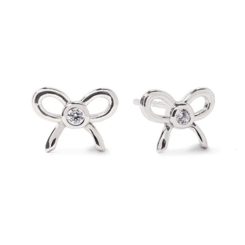 Bezel Crystal Bow Studs