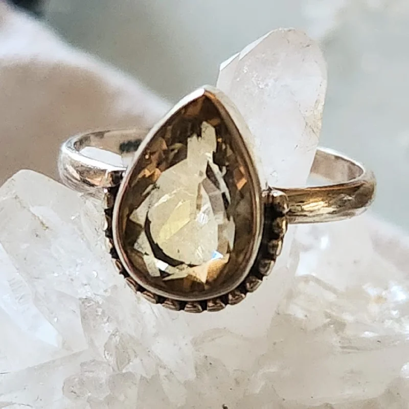 CITRINE TEAR DROP - 925 STERLING SILVER RING