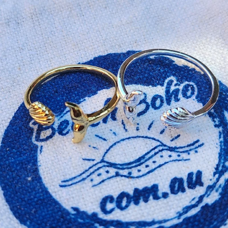 MERMAID BEACH RING  - ADJUSTABLE WATERPROOF GOLD/ SILVER RING