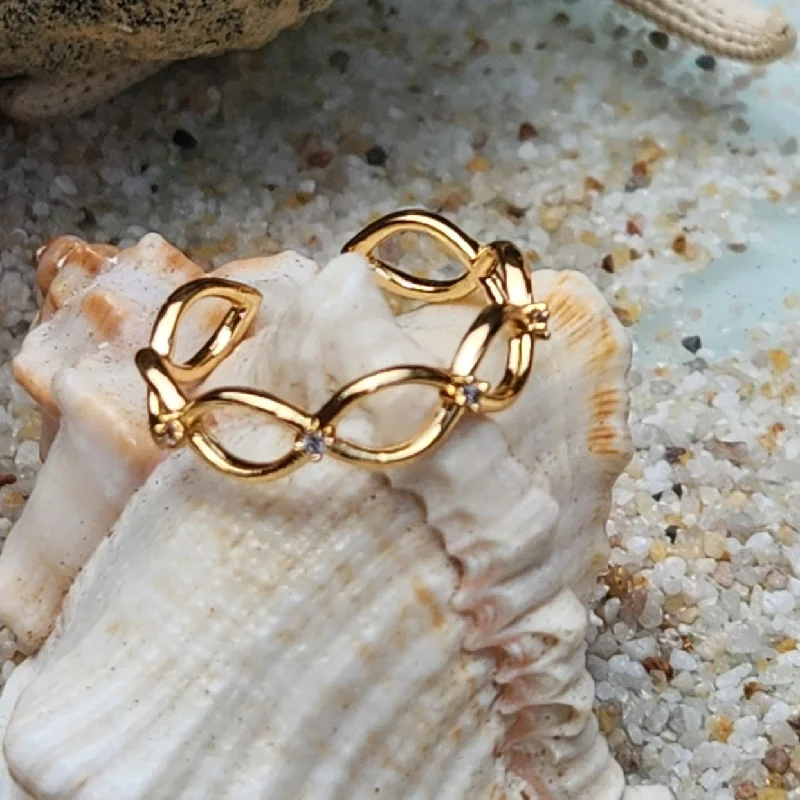 INFINITY  - ADJUSTABLE CUBIC ZIRCONIA WATERPROOF GOLD RING