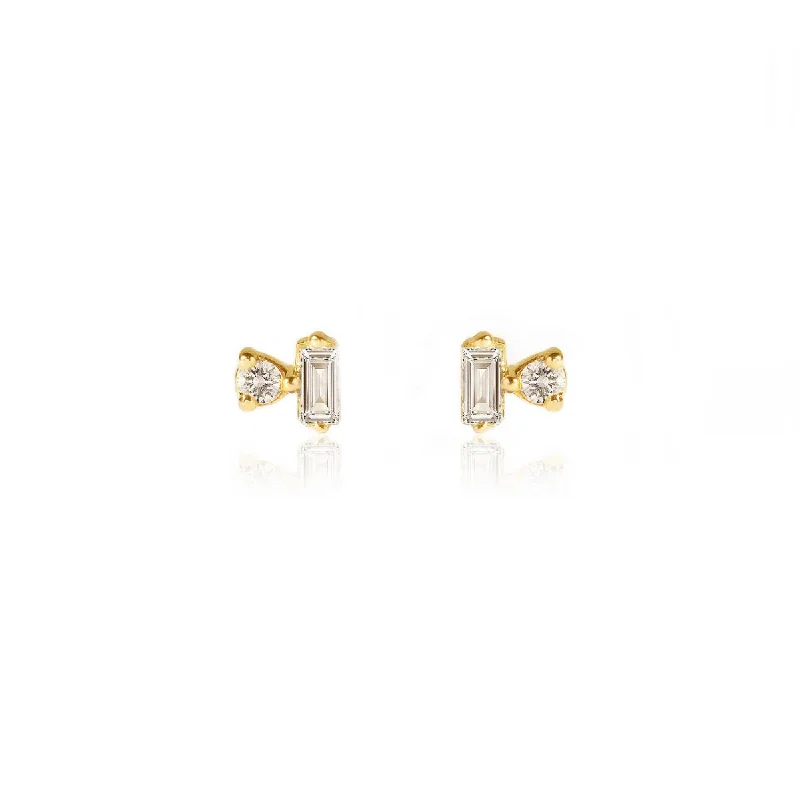 Diamond Baguette Duet Studs