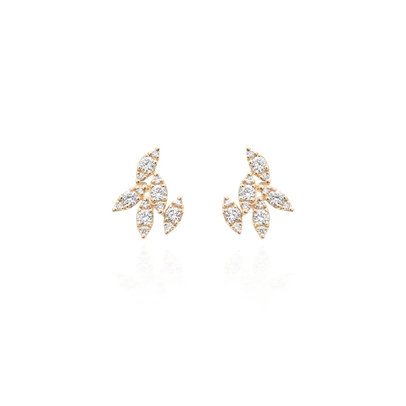 Diamond Leaf Stud Earrings