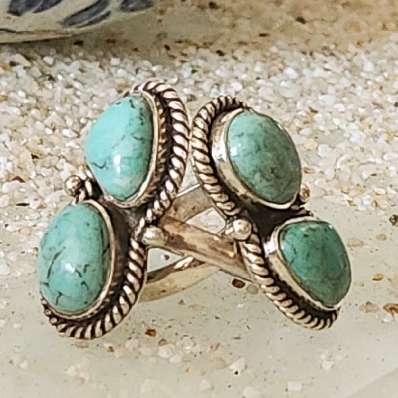 DOUBLE GREEN - TURQUOISE 925 STONE RING