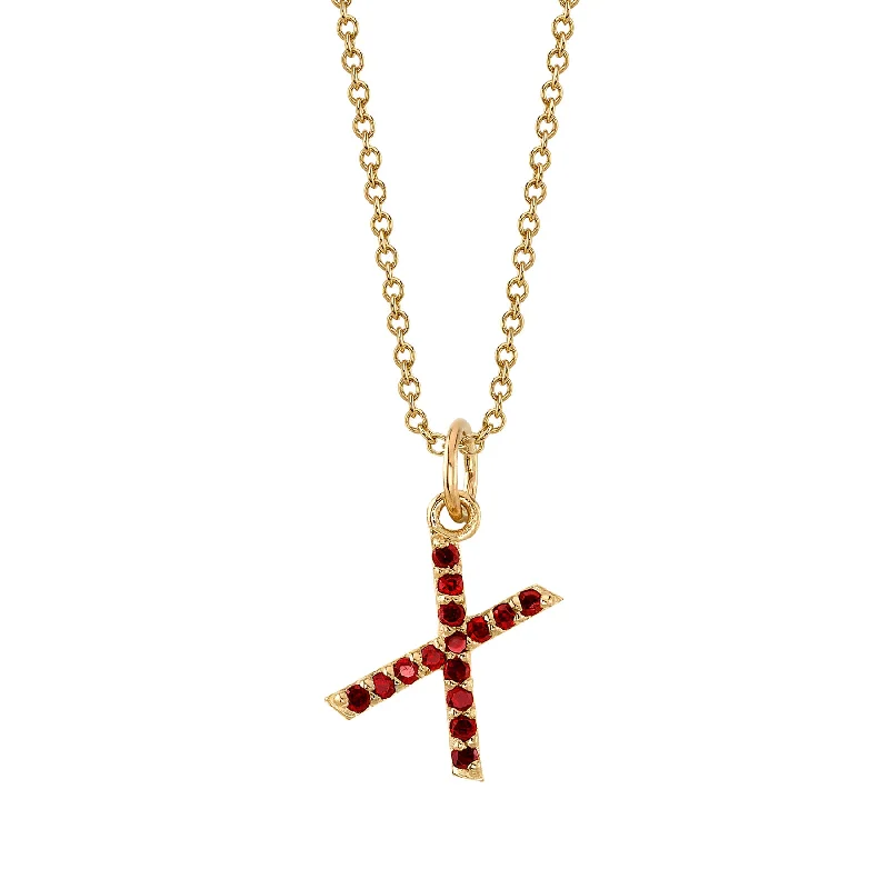 Heart Locket X Initial Birthstone Charm Necklace