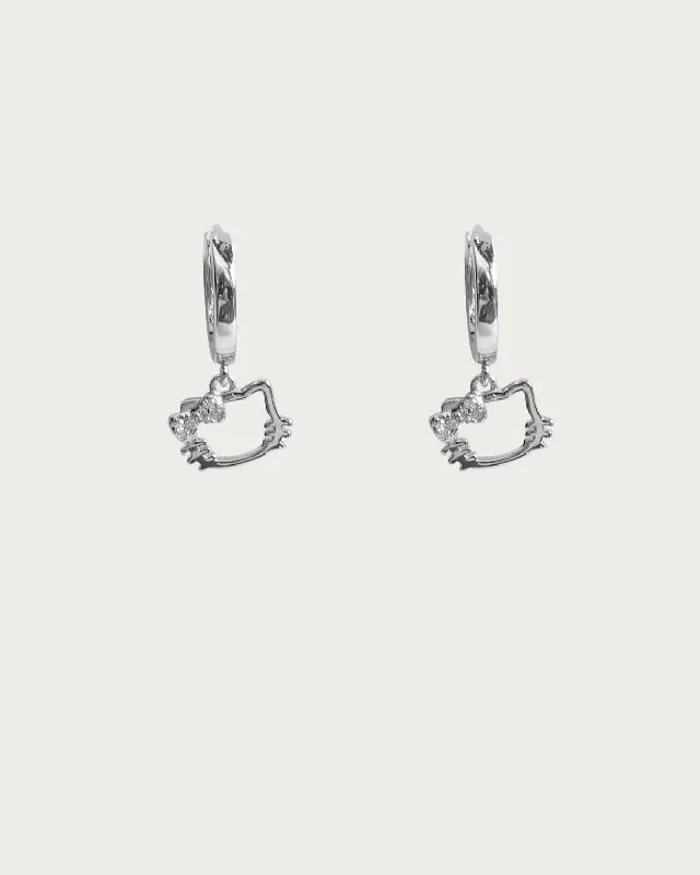 Kitty Hoop Earrings in Silver